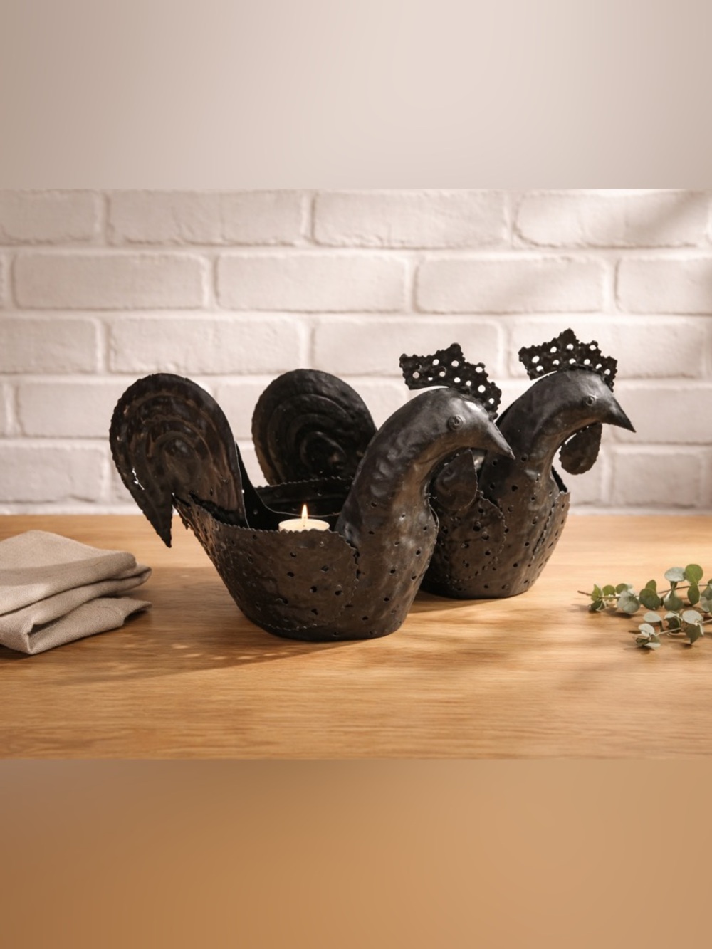 Metal Ruster Planter Or Candle Holders Bundle of 2